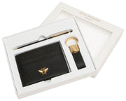Alice Wheeler London Black Bow Card Holder Key Ring and Pen Luxury Gift Set