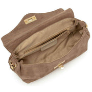 Elie Beaumont Beige Suede Midi Twist Bag