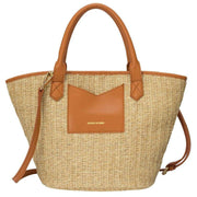 Every Other Tan Large Straw Rattan Tote Bag