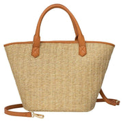 Every Other Tan Large Straw Rattan Tote Bag