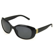 Foster Grant Black Oval with Metal Detail Polarised Sunglasses