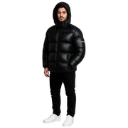 Helvetica Mountain Pioneers Black Edge Hooded Down Jacket