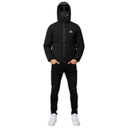 Helvetica Mountain Pioneers Black Eyeblock Hooded Windbreaker Jacket