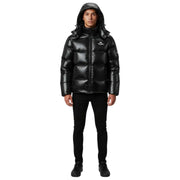 Helvetica Mountain Pioneers Black Freezer Hooded Down Jacket