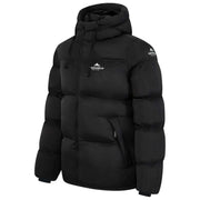 Helvetica Mountain Pioneers Black Middle Block Hooded Down Jacket