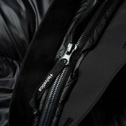 Helvetica Mountain Pioneers Black Queyras Hodded Down Jacket