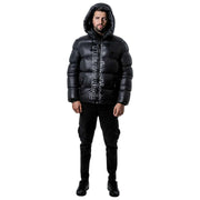 Helvetica Mountain Pioneers Black Silver 2 Hooded Down Jacket