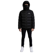 Helvetica Mountain Pioneers Black Sniper Hooded Down Jacket