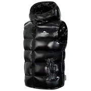 Helvetica Mountain Pioneers Black Space Sleeveless Hooded Jacket
