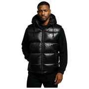 Helvetica Mountain Pioneers Black Space Sleeveless Hooded Jacket