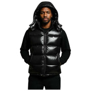 Helvetica Mountain Pioneers Black Space Sleeveless Hooded Jacket