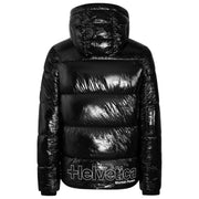 Helvetica Mountain Pioneers Black Viber Hooded Down Jacket