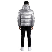 Helvetica Mountain Pioneers Silver Cosmos Hooded Down Jacket