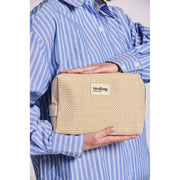 Hindbag Beige Leon Woven Toiletry Bag