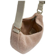 Hindbag Pink Andrea Teddy Half Moon Bag