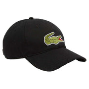 Lacoste Black Embroidered Croc Organic Cotton Twill Cap