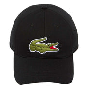 Lacoste Black Embroidered Croc Organic Cotton Twill Cap