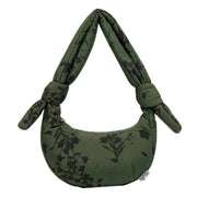 Lefrik Green Biwa Puffy Micro Floral Shoulder Bag