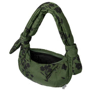 Lefrik Green Biwa Puffy Micro Floral Shoulder Bag