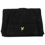 Lyle & Scott Black Donegal Scarf and Beanie Gift Set