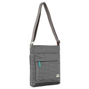 Roka Black Kennington B Medium Gingham Recycled Canvas Crossbody Bag