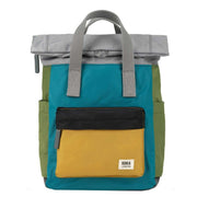 Roka Blue Canfield B Small Creative Waste Colour Block Recycled Nylon Backpack