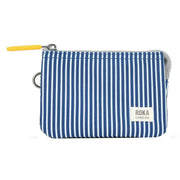 Roka Blue Carnaby Small Hickory Stripe Recycled Canvas Wallet