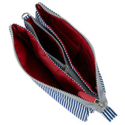 Roka Blue Carnaby XL Hickory with Red Recycled Canvas Crossbody Bag