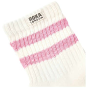 Roka Pink Windsor Stripe Crew Socks