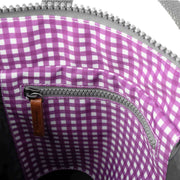 Roka Purple Bantry B Small Gingham Recycled Canvas Backpack
