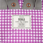 Roka Purple Bantry B Small Gingham Recycled Canvas Backpack