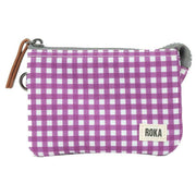 Roka Purple Carnaby Small Gingham Recycled Canvas Wallet