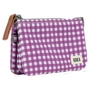 Roka Purple Carnaby Small Gingham Recycled Canvas Wallet