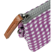 Roka Purple Carnaby Small Gingham Recycled Canvas Wallet