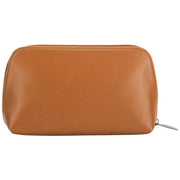 Smith and Canova Tan Soft Grain Leather Zip Top Cosmetic Bag