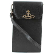 Vivienne Westwood Black Grain Leather Phone Bag