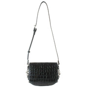 Vivienne Westwood Black Hunter Croc Flap Crossbody Bag