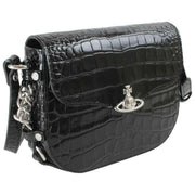 Vivienne Westwood Black Hunter Croc Flap Crossbody Bag
