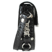 Vivienne Westwood Black Hunter Croc Flap Crossbody Bag