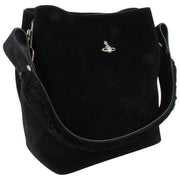 Vivienne Westwood Black Lottie Suede Small Shoulder Bag