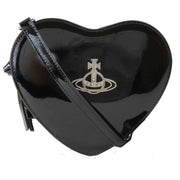 Vivienne Westwood Black Louise Shiny Patent Heart Crossbody Bag