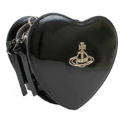 Vivienne Westwood Black Louise Shiny Patent Heart Crossbody Bag