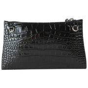 Vivienne Westwood Black Small Croc Flat Zip Clutch