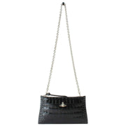Vivienne Westwood Black Small Croc Flat Zip Clutch