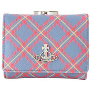 Vivienne Westwood Blue Tartan Printed Saffiano Small Frame Purse