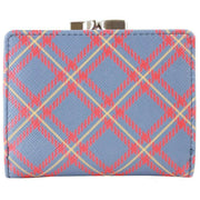 Vivienne Westwood Blue Tartan Printed Saffiano Small Frame Purse