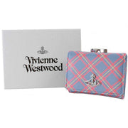 Vivienne Westwood Blue Tartan Printed Saffiano Small Frame Purse