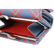 Vivienne Westwood Blue Tartan Printed Saffiano Small Frame Purse