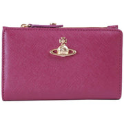 Vivienne Westwood Purple Saffiano Slim Flap Card Holder Purse