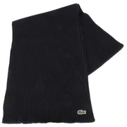 Lacoste Black Ribbed Wool Scarf